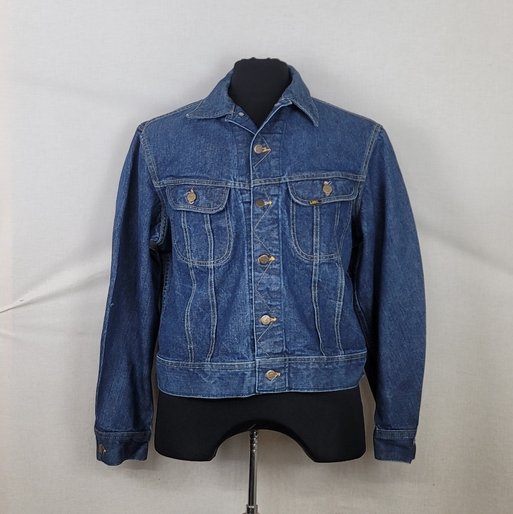 Vtg Lee Sanforized Denim Trucker Jacket Sz M - image 1